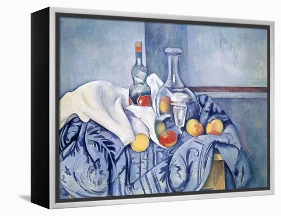 Still-Life with Peaches and Bottles-Paul Cézanne-Framed Premier Image Canvas
