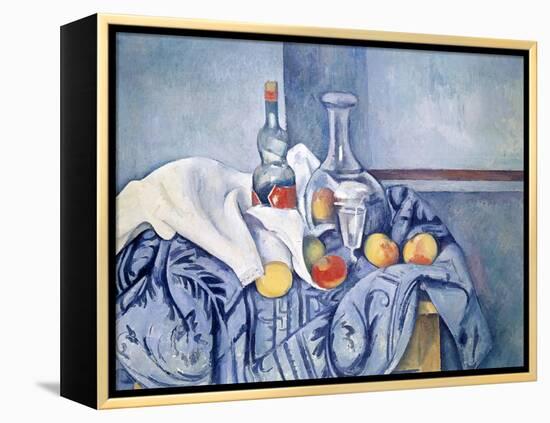 Still-Life with Peaches and Bottles-Paul Cézanne-Framed Premier Image Canvas