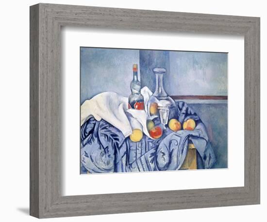 Still-Life with Peaches and Bottles-Paul Cézanne-Framed Giclee Print