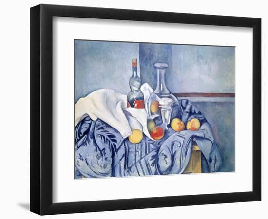 Still-Life with Peaches and Bottles-Paul Cézanne-Framed Giclee Print