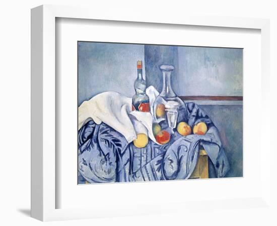 Still-Life with Peaches and Bottles-Paul Cézanne-Framed Giclee Print