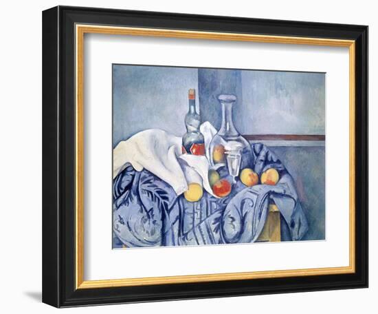 Still-Life with Peaches and Bottles-Paul Cézanne-Framed Giclee Print