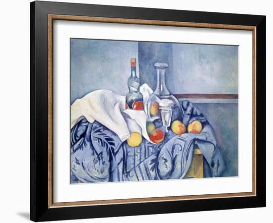 Still-Life with Peaches and Bottles-Paul Cézanne-Framed Giclee Print