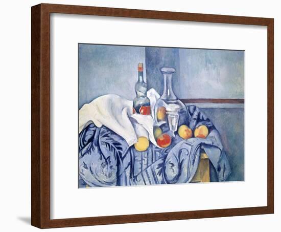 Still-Life with Peaches and Bottles-Paul Cézanne-Framed Giclee Print