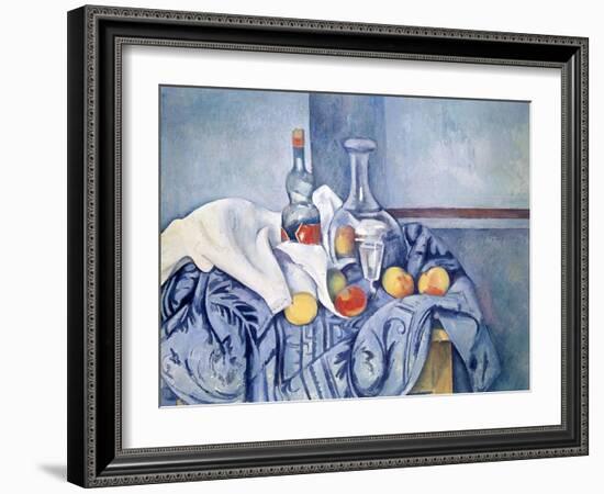 Still-Life with Peaches and Bottles-Paul Cézanne-Framed Giclee Print