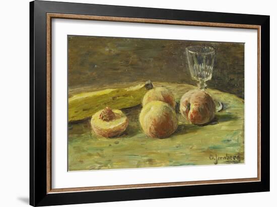 Still Life with Peaches and Wine Glass, Ca, 1890-Orneore Metelli-Framed Giclee Print