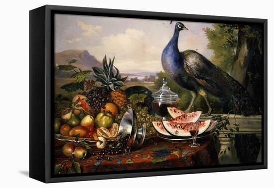 Still Life with Peacock-Luis Portu-Framed Premier Image Canvas