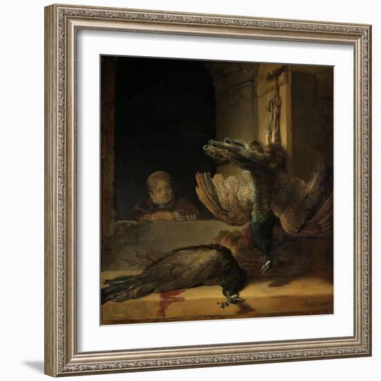 Still Life with Peacocks-Rembrandt van Rijn-Framed Art Print