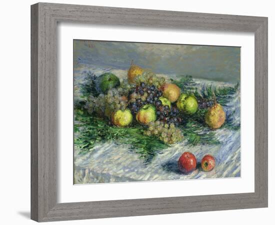 Still Life with Pears and Grapes, 1880-Claude Monet-Framed Giclee Print