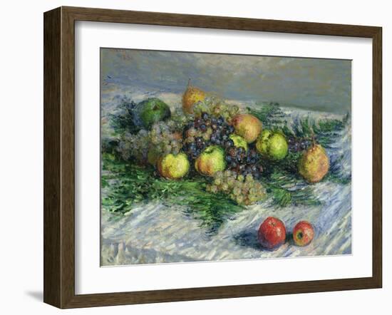 Still Life with Pears and Grapes, 1880-Claude Monet-Framed Giclee Print