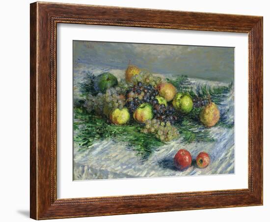 Still Life with Pears and Grapes, 1880-Claude Monet-Framed Giclee Print