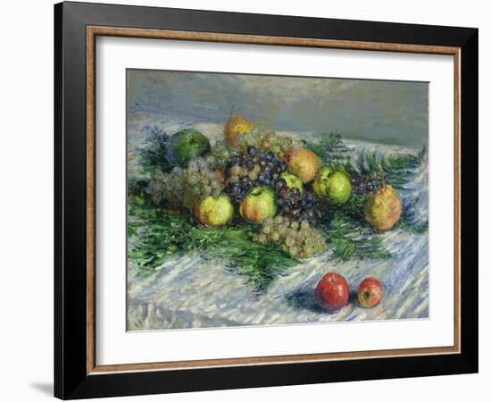 Still Life with Pears and Grapes, 1880-Claude Monet-Framed Giclee Print