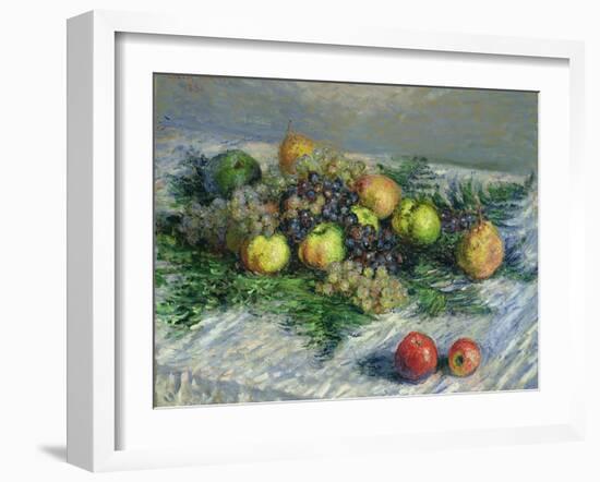 Still Life with Pears and Grapes, 1880-Claude Monet-Framed Giclee Print