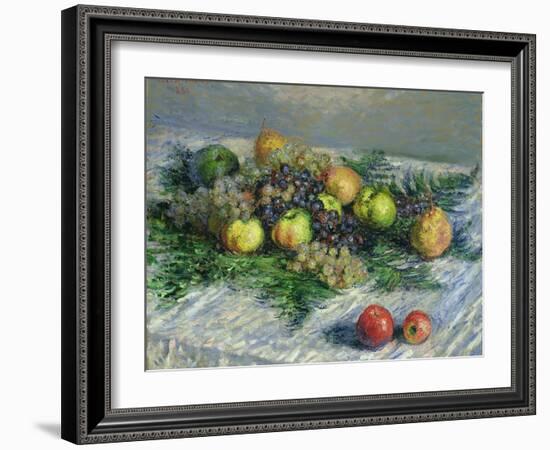 Still Life with Pears and Grapes, 1880-Claude Monet-Framed Giclee Print