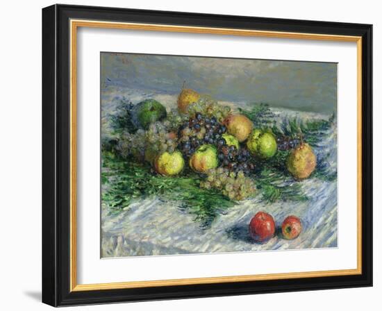 Still Life with Pears and Grapes, 1880-Claude Monet-Framed Giclee Print