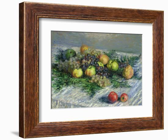 Still Life with Pears and Grapes, 1880-Claude Monet-Framed Giclee Print