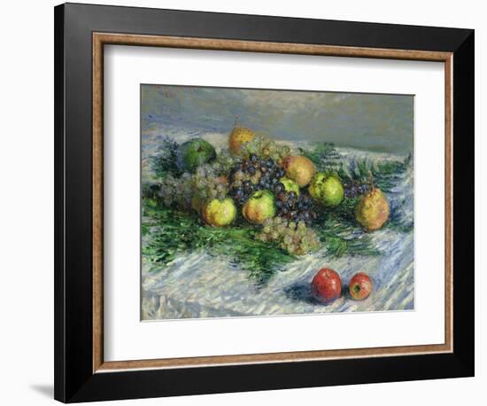 Still Life with Pears and Grapes, 1880-Claude Monet-Framed Giclee Print