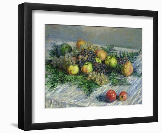 Still Life with Pears and Grapes, 1880-Claude Monet-Framed Giclee Print