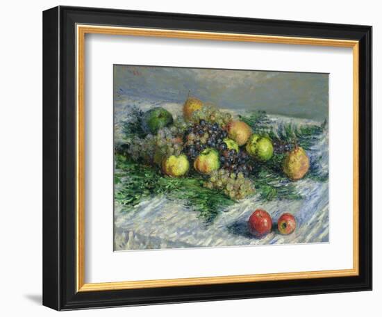 Still Life with Pears and Grapes, 1880-Claude Monet-Framed Giclee Print