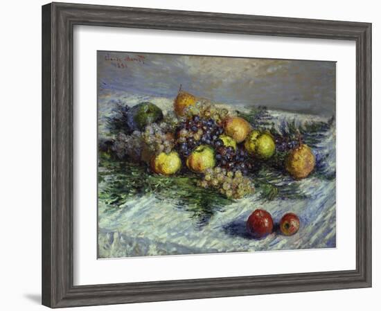 Still Life with Pears and Grapes, 1880-Claude Monet-Framed Premium Giclee Print