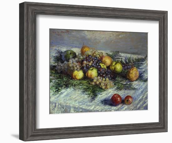 Still Life with Pears and Grapes, 1880-Claude Monet-Framed Giclee Print