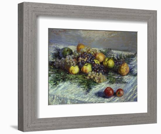 Still Life with Pears and Grapes, 1880-Claude Monet-Framed Giclee Print