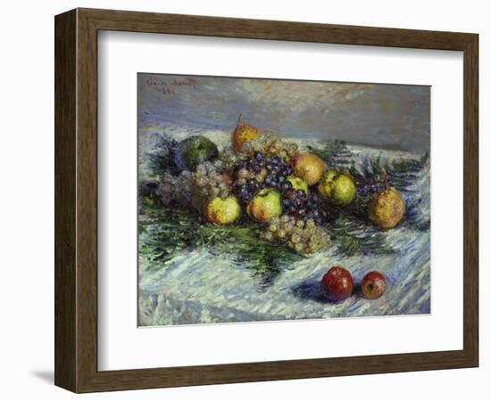 Still Life with Pears and Grapes, 1880-Claude Monet-Framed Giclee Print