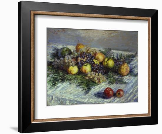 Still Life with Pears and Grapes, 1880-Claude Monet-Framed Giclee Print