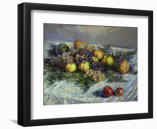 Still Life with Pears and Grapes, 1880-Claude Monet-Framed Giclee Print