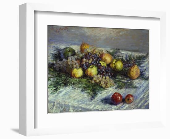 Still Life with Pears and Grapes, 1880-Claude Monet-Framed Giclee Print