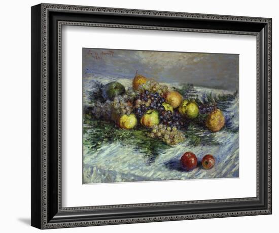 Still Life with Pears and Grapes, 1880-Claude Monet-Framed Giclee Print