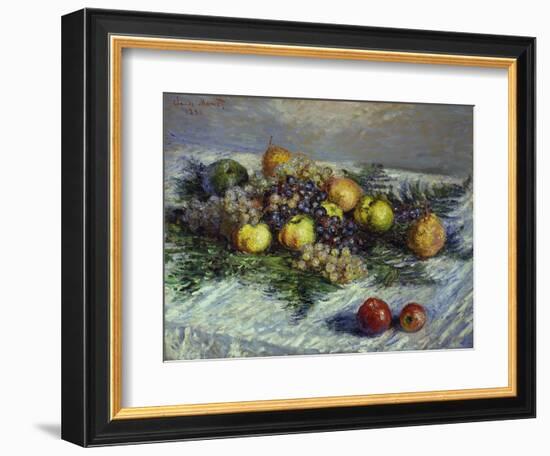 Still Life with Pears and Grapes, 1880-Claude Monet-Framed Giclee Print