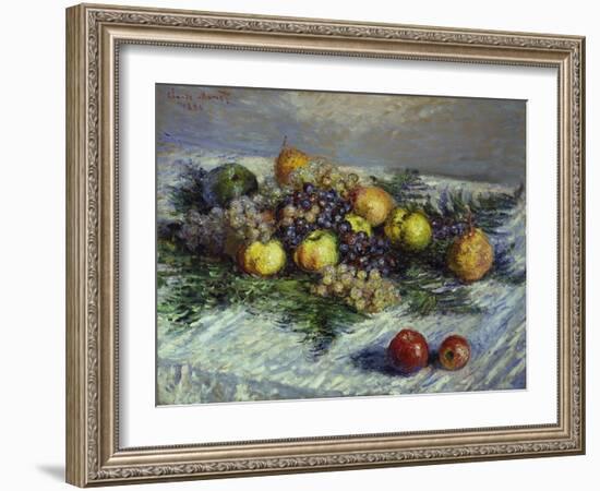 Still Life with Pears and Grapes, 1880-Claude Monet-Framed Giclee Print