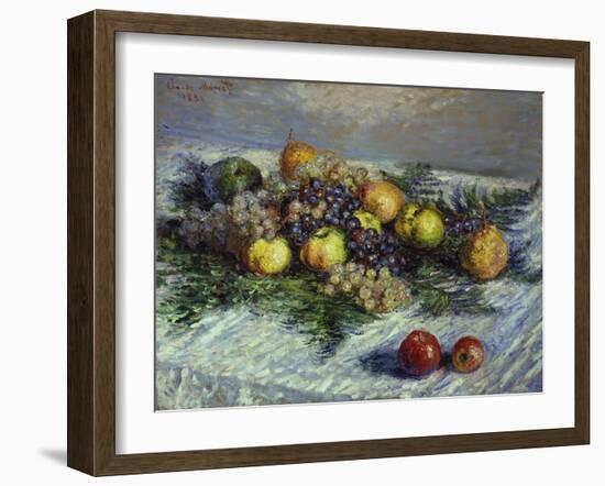 Still Life with Pears and Grapes, 1880-Claude Monet-Framed Giclee Print