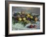 Still Life with Pears and Grapes, 1880-Claude Monet-Framed Giclee Print