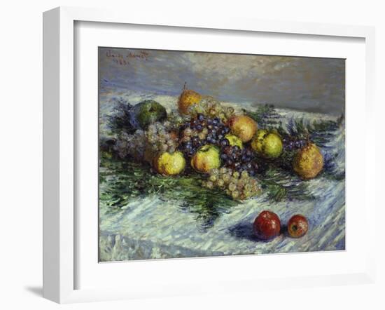 Still Life with Pears and Grapes, 1880-Claude Monet-Framed Giclee Print