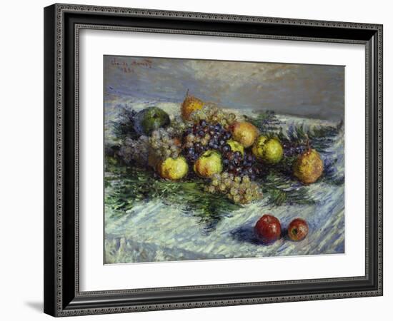 Still Life with Pears and Grapes, 1880-Claude Monet-Framed Giclee Print