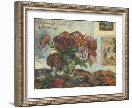 Still Life with Peonies, 1884-Paul Gauguin-Framed Giclee Print