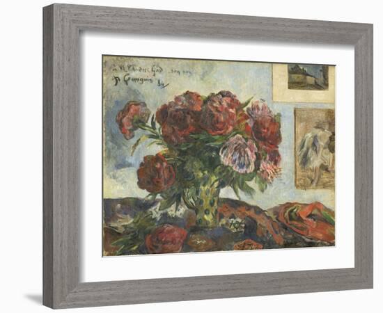 Still Life with Peonies, 1884-Paul Gauguin-Framed Giclee Print