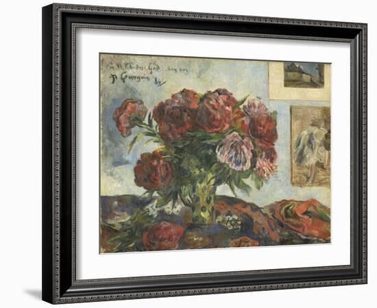 Still Life with Peonies, 1884-Paul Gauguin-Framed Giclee Print