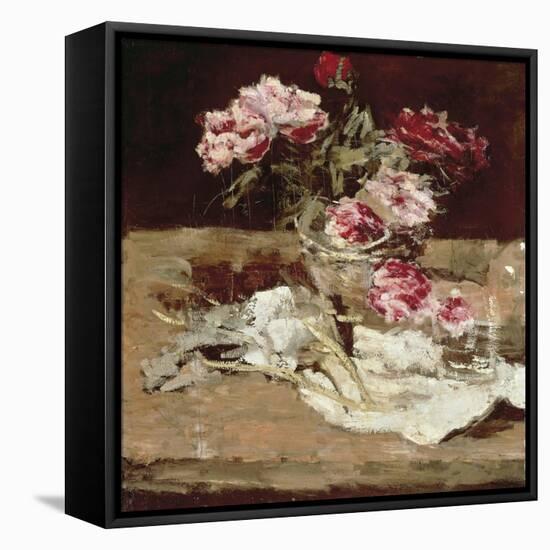 Still Life with Peonies-Carl Schuch-Framed Premier Image Canvas