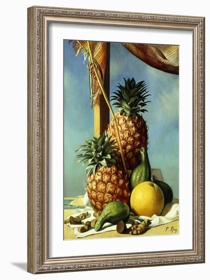 Still-Life with Pineapples; Nature Morte Avec Ananas, (Oil on Canvas)-Pierre Roy-Framed Giclee Print