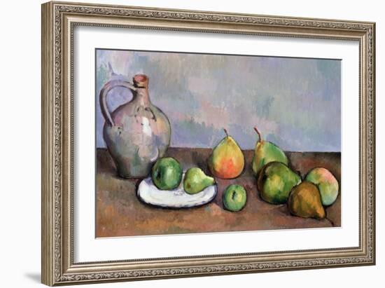 Still Life with Pitcher and Fruit, 1885-87-Paul Cézanne-Framed Giclee Print