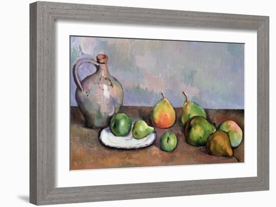 Still Life with Pitcher and Fruit, 1885-87-Paul Cézanne-Framed Giclee Print