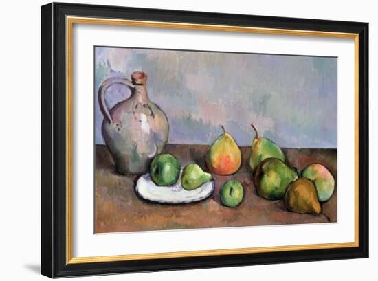 Still Life with Pitcher and Fruit, 1885-87-Paul Cézanne-Framed Giclee Print