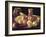 Still Life with Pomegranates, Apples, a Pot of Jam and a Stone Pot-Luis Egidio Melendez-Framed Giclee Print