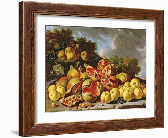 Still Life with Pomegranates, Apples, Cherries and Grapes-Melendez-Framed Giclee Print