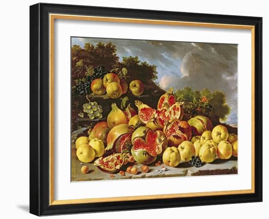 Still Life with Pomegranates, Apples, Cherries and Grapes-Melendez-Framed Giclee Print