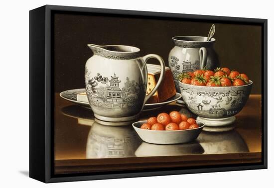 Still Life with Porcelain and Strawberries-Levi Wells Prentice-Framed Premier Image Canvas