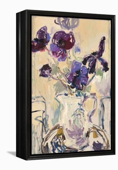 Still Life with Purple Flowers-Lilia Orlova Holmes-Framed Stretched Canvas